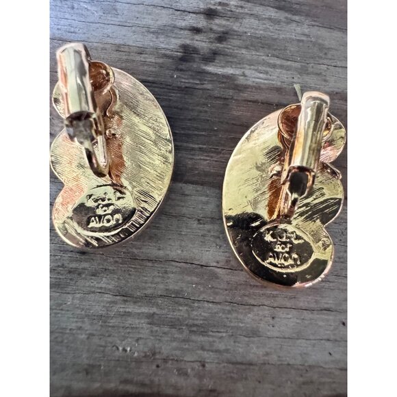Kenneth Jay Lane For Avon Gold-Tone Clip-On Earrings With Rhinestones Elegant - Picture 5 of 5